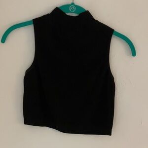 Essentials Mock Neck Sleeveless Crop Top, Size S, Black